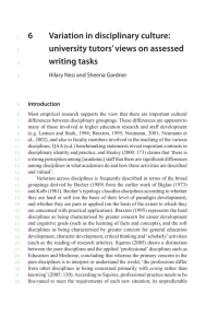 6 Variation	in	disciplinary	culture: university	tutors’	views	on	assessed writing	tasks
