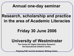 Annual one-day seminar Research, scholarship and practice Friday 30 June 2006