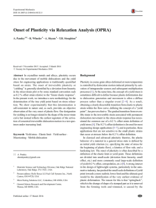 Onset of Plasticity via Relaxation Analysis (OPRA) Background
