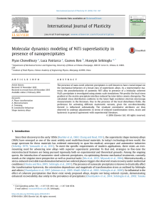 Molecular dynamics modeling of NiTi superelasticity in presence of nanoprecipitates Piyas Chowdhury