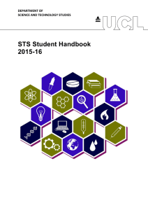 STS Student Handbook 2015-16 DEPARTMENT OF SCIENCE AND TECHNOLOGY STUDIES