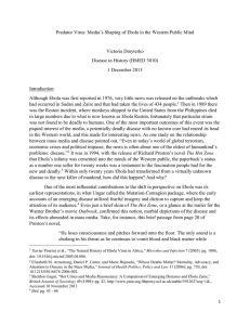 Predator Virus: Media’s  Shaping  of  Ebola  in  the Western Public...  Victoria Dmyterko Disease in History (HMED 3010)