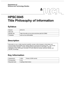 HPSC3045 Title Philosophy of Information Syllabus Department of