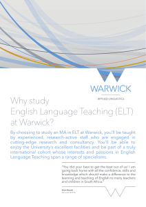 Why study English Language Teaching (ELT) at Warwick?