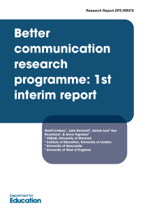 Better communication research programme: 1st