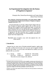 An Experimental Investigation into the Syntax of Negation in Japanese