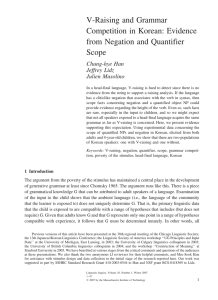 V-Raising and Grammar Competition in Korean: Evidence from Negation and Quantifier Scope