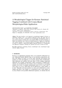 A Morphological Tagger for Korean: Statistical Tagging Combined with Corpus-Based