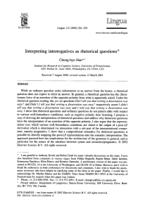 Interpreting  interrogatives as  rhetorical  questions* Chung-hye  Han**’