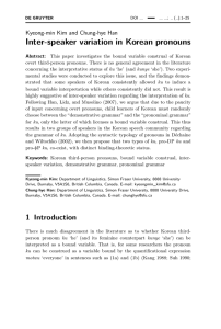 Inter-speaker variation in Korean pronouns Kyeong-min Kim and Chung-hye Han