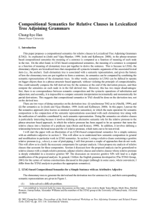 Compositional Semantics for Relative Clauses in Lexicalized Tree Adjoining Grammars Chung-hye Han
