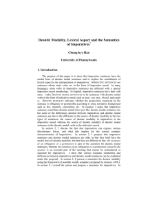 Deontic Modality, Lexical Aspect and the Semantics of Imperatives Chung-hye Han