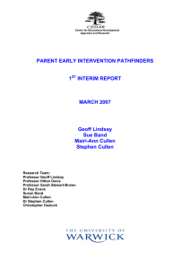 PARENT EARLY INTERVENTION PATHFINDERS 1 INTERIM REPORT