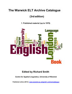The Warwick ELT Archive Catalogue  (3rd edition)
