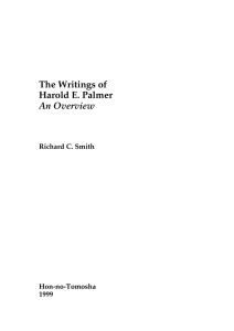 The Writings of Harold E. Palmer An Overview Richard C. Smith