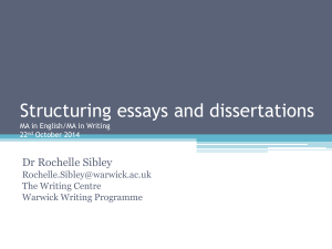 Structuring essays and dissertations  Dr Rochelle Sibley