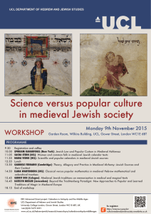 Science versus popular culture in medieval Jewish society WORKSHOP Monday 9th November 2015