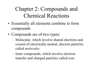 Chapter 2: Compounds and Chemical Reactions compounds