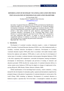 REFORMULATION OF SECONDARY VOCATIONAL EDUCATION SPECTRUM