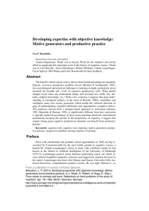 Developing expertise with objective knowledge: Motive generators and productive practice