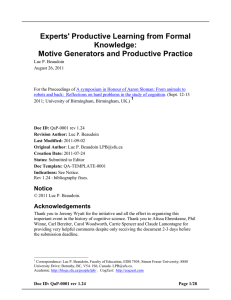 Experts' Productive Learning from Formal Knowledge: Motive Generators and Productive Practice
