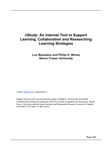 nStudy: An Internet Tool to Support Learning, Collaboration and Researching Learning Strategies