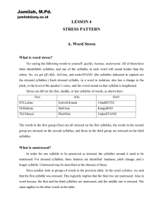 LESSON 4 STRESS PATTERN  A. Word Stress