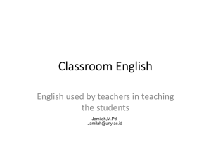 Classroom English English used by teachers in teaching the students Jamilah,M.Pd.
