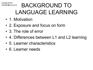 BACKGROUND TO LANGUAGE LEARNING