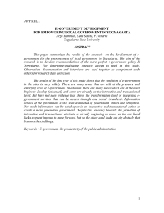 ARTIKEL :  E–GOVERNMENT DEVELOPMENT FOR EMPOWERING LOCAL GOVERNMENT IN YOGYAKARTA