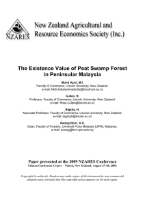 The Existence Value of Peat Swamp Forest in Peninsular Malaysia