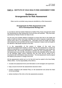 Guidance on Arrangements for Risk Assessment
