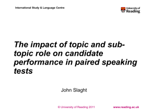 The impact of topic and sub- topic role on candidate tests