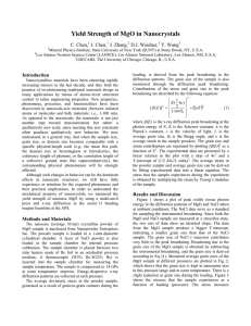 Yield Strength of MgO in Nanocrystals C. Chen, J. Chen, J. Zhang,