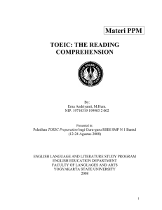 Materi PPM  TOEIC: THE READING COMPREHENSION