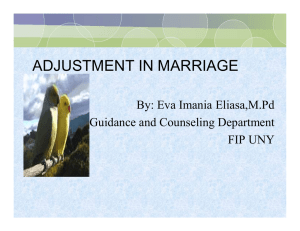 ADJUSTMENT IN MARRIAGE By: Eva Imania Eliasa,M.Pd Guidance and Counseling Department FIP UNY