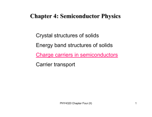 Chapter 4: Semiconductor Physics Crystal structures of solids Carrier transport