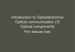 Introduction to Optoelectronics Optical communication (3) Optical components Prof. Katsuaki Sato