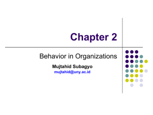 Chapter 2 Behavior in Organizations Mujtahid Subagyo