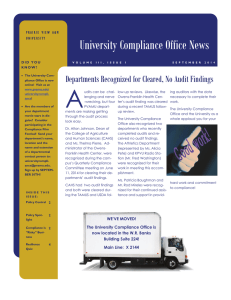 A University Compliance Office News Departments Recognized for Cleared, No Audit Findings