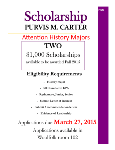 Scholarship PURVIS M. CARTER TWO $1,000 Scholarships