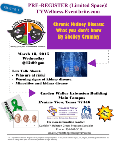 PRE-REGISTER (Limited Space)! TYWellness.Eventbrite.com Chronic Kidney Disease: What you don’t know