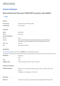 Recombinant Human TRAF3IP3 protein ab164263 Product datasheet 1 Image Overview