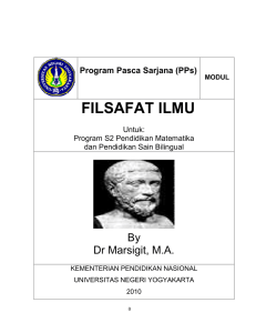 FILSAFAT ILMU By Dr Marsigit, M.A. Program Pasca Sarjana (PPs)