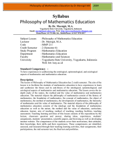 Philosophy of Mathematics Education Syllabus 2009