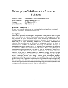 Philosophy of Mathematics Education Syllabus