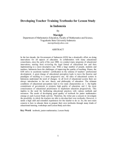 Developing Teacher Training Textbooks for Lesson Study in Indonesia Marsigit