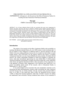 PHILOSOPHYCAL EXPLANATION OF MATHEMATICAL EXPERIENCE: