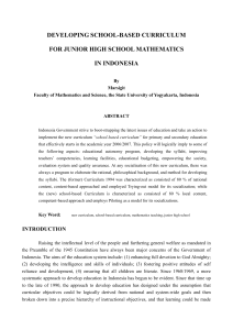 DEVELOPING SCHOOL-BASED CURRICULUM FOR JUNIOR HIGH SCHOOL MATHEMATICS IN INDONESIA