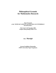 Philosophical Grounds for Mathematics Research